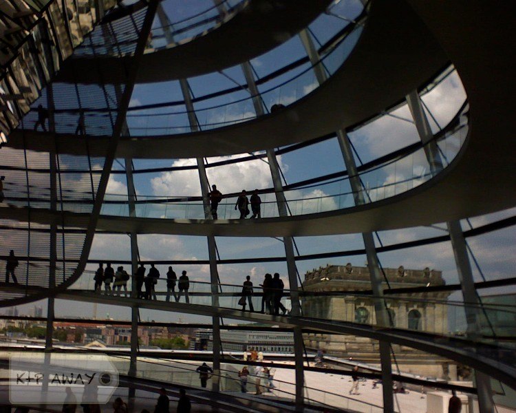 Inside the glass dome