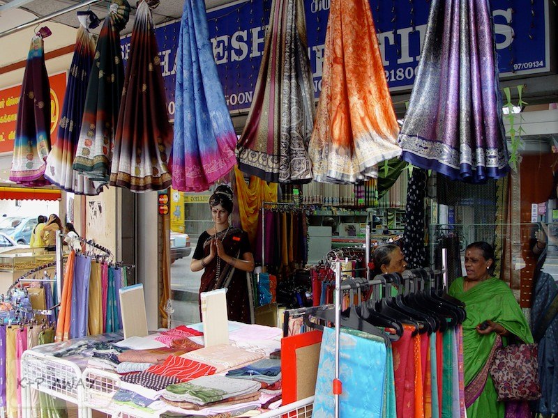 Shopping for fabrics in Little India